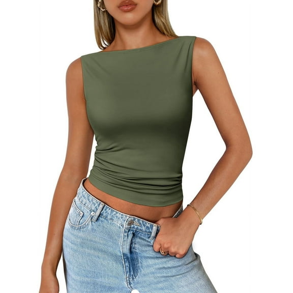 Sexy Sleeveless Vest Green XL