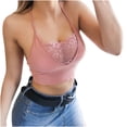 thumbnail image 1 of Sexy Sling Bras Costumes for Women Summer Plus Size Crop Top Halter Strappy Elastic Bras Lace Camisole Crop Tank Tops S-3XL, 1 of 5