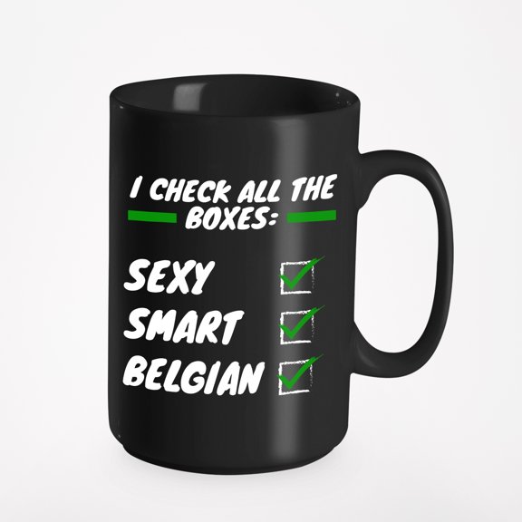 Sexy Smart Belgian, Black 15oz Ceramic Mug