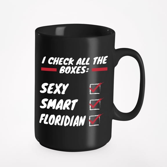 Sexy Smart Floridian Florida USA or US State Ceramic Cup, Black 15oz Ceramic Mug