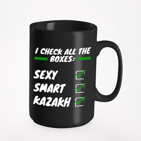 Sexy Smart Kazakh, Black 15oz Ceramic Mug