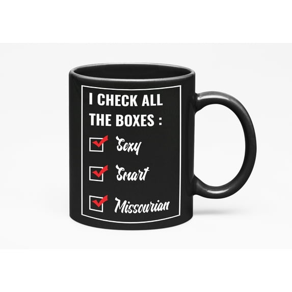 Sexy Smart Missourian, Missouri USA or US State Cup, Black 11oz Ceramic Mug