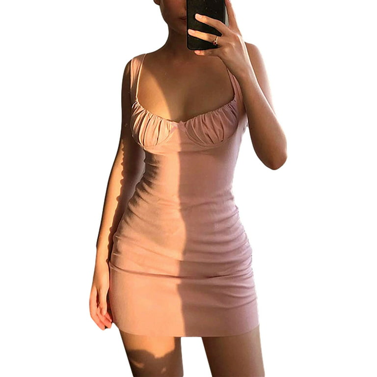 Womens Sexy-Breasts Sleeveless Skinny Short Slim Tight Dress Summer,useful