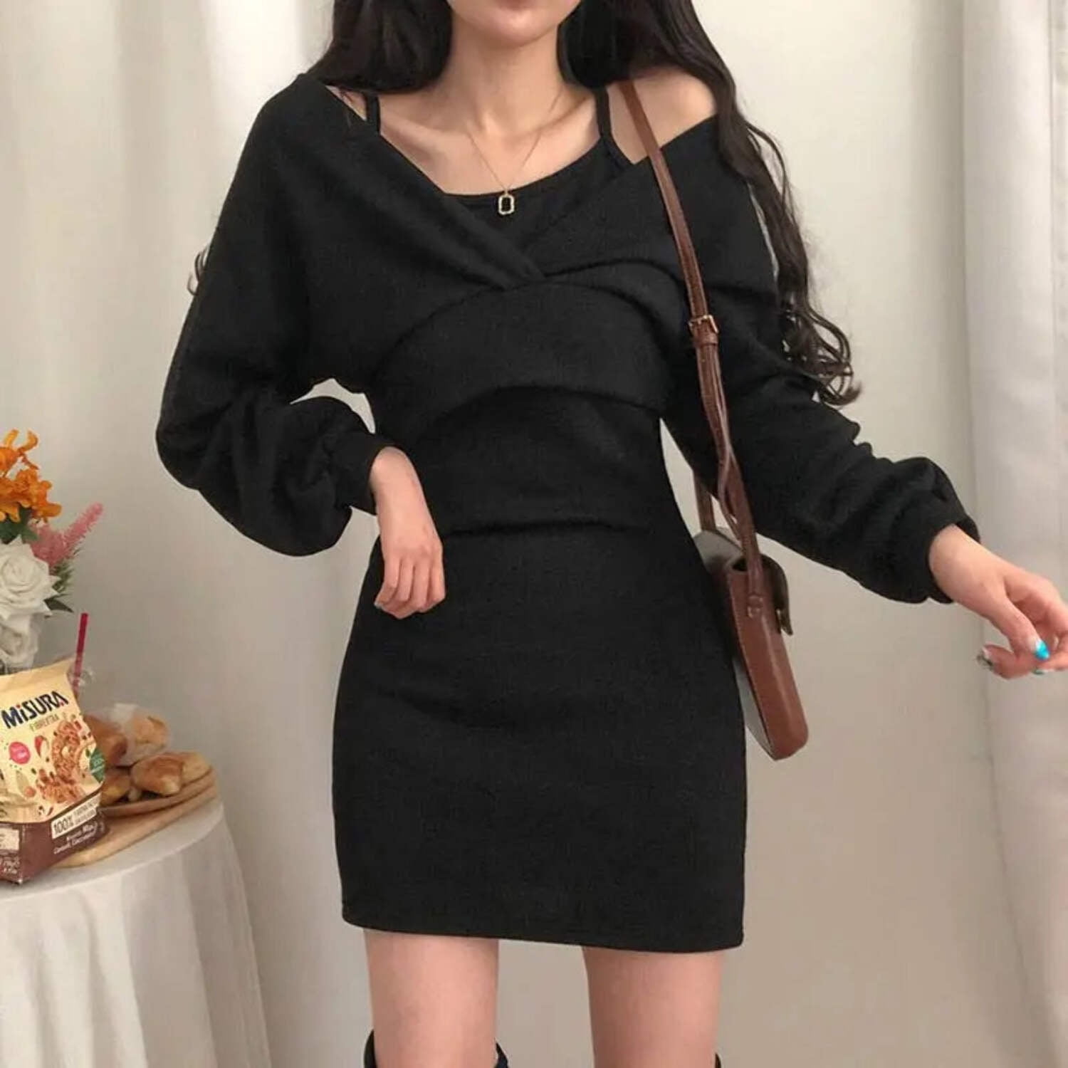 Sexy Solid Knitted Mini Dress Women Two Piece Set Skinny Sexy Solid Knitted Mini Dress Women Two Piece Set Skinny