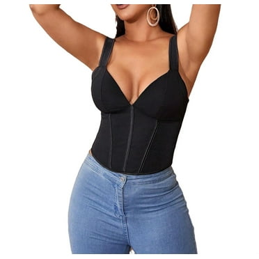 Sexy Solid Wide Strap Top Black Women Tank Tops & Camis (Women's)