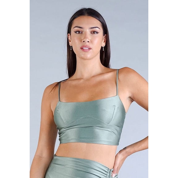 Sexy Spaghetti Strap Darted Under Bust Crop Top