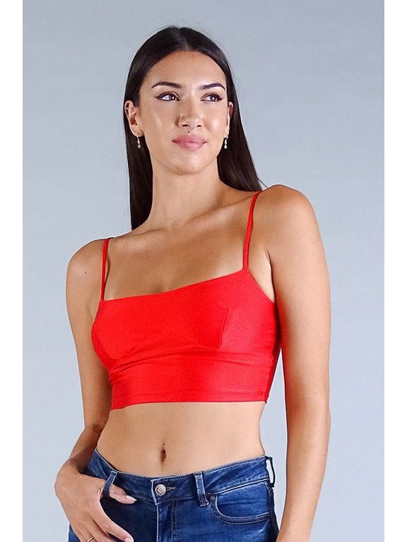 Sexy Spaghetti Strap Darted Under Bust Crop Top