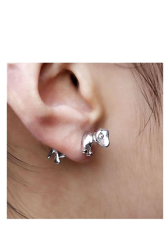 1 Pair 3D Double Sided Black Dog Ear Stud Earrings for Women