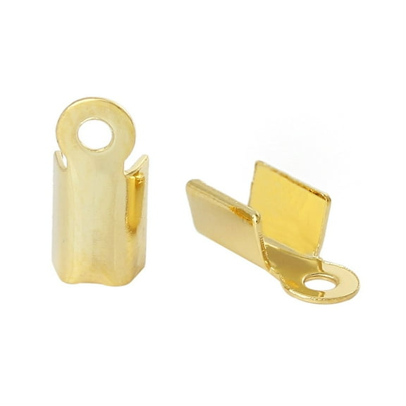 Sexy Sparkles 10 Pcs Copper Necklace/cord Crimp End Caps with Loop Gold Plated 9mm