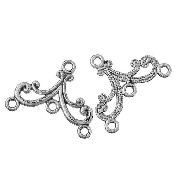 Sexy Sparkles 10 Pcs. Vine Connectors Findings Antique Silver 4 Holes 28mm