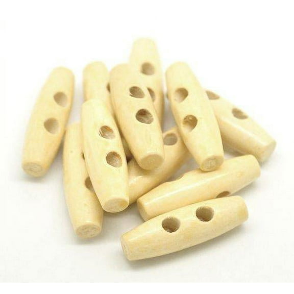 Sexy Sparkles 2 Holes Wood Sewing Horn Toggle Buttons Cloth Accessories - 35mm x 11mm, 50PCs