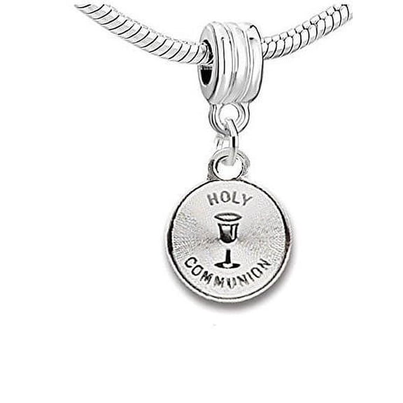 Sexy Sparkles 2-Sided Holy Communion Bead Compatible with Most European Snake Chain Bracelets - Zinc Metal Alloy, 1 Bead