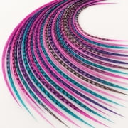 Sexy Sparkles :Purple, Pink & Turquoise 25 Hair Feathers Extensions Kit, 7-13 Rooster Feathers for Hair