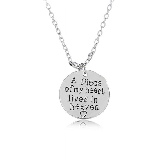 Sexy Sparkles 316 Stainless Steel Memorial Necklace a piece of my heart lives in heaven Memorial Necklace Pendant for Your Lost Ones Sympathy Gift