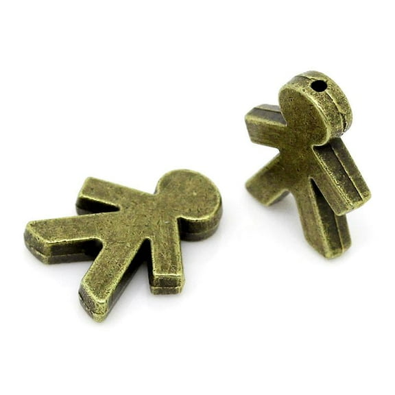 Sexy Sparkles 5 Pcs Spacer Beads Boy Antique Bronze 17mm