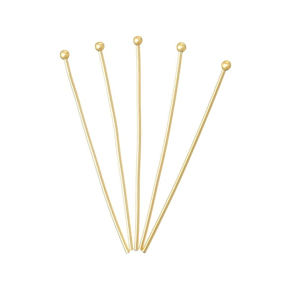 Sexy Sparkles 50 Pcs, Head Pins Ball 18k Gold Plated 3cm Long, 0.6mm (22 Gauge)