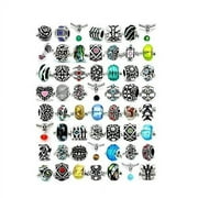 Sexy Sparkles Assorted Random Beads for Snake Chain Charm Bracelet, Color Crystal Beads, Murano Glass - Zinc Metal Alloy, 10 Pcs