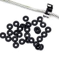 thumbnail image 1 of Sexy Sparkles Black Silicone Rubber Stopper Spacers Charm or Clip Over Snake Chain Charm Bracelet, High Quality Black Silicone Rubber Stoppers - 10 Pcs, 1 of 2