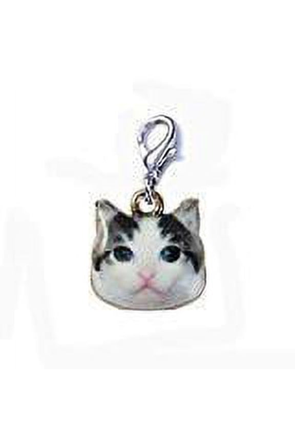 Cat Face Clip on Lobster Clasp Charm for Link Charm Bracelets, Necklaces or Keychains - Zinc Metal Alloy