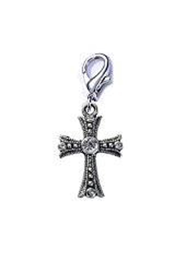 Clip on Cross Charm Dangle Pendant for European Clip on Charm Jewelry with Lobster Clasp