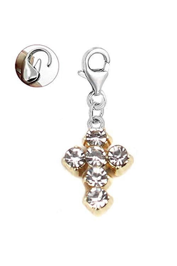 Cross Clip On Charms for Bracelets with Lobster Clasp Dangle Charm