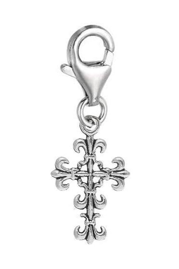 Cross Clip On For Bracelet Charm Pendant for European Charm Jewelry with Lobster Clasp, Religious Faith, Zinc Metal Alloy