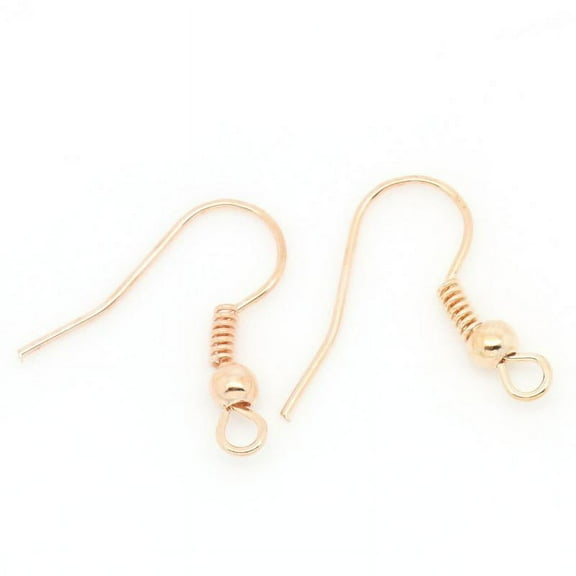 Sexy Sparkles Earring Wire Hooks Rose Gold Tone with Ball for Women Jewelry - 18mm X 19mm, 100 Pcs