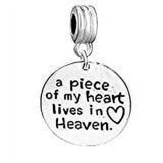 Sexy Sparkles European Spacer Dangling Compatible Two sided Memorial Charm - a piece of my heart lives in heaven- Zinc Based Alloy