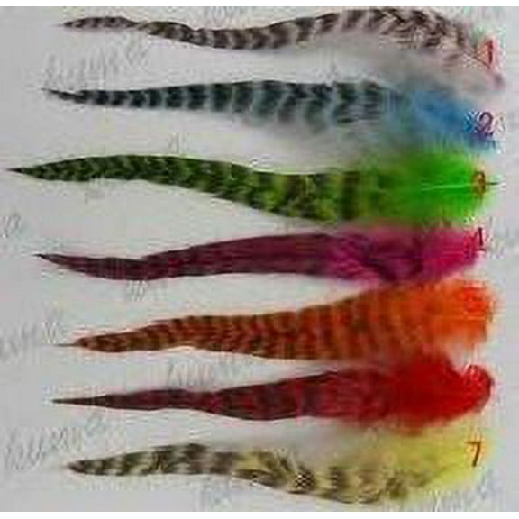 Sexy Sparkles Genuine Feathers for Hair Extension with Silicone Micro Beads, Salon Quality Loose Grizzly Feathers for Hair Extension - 7 Feathers, 5" -7"