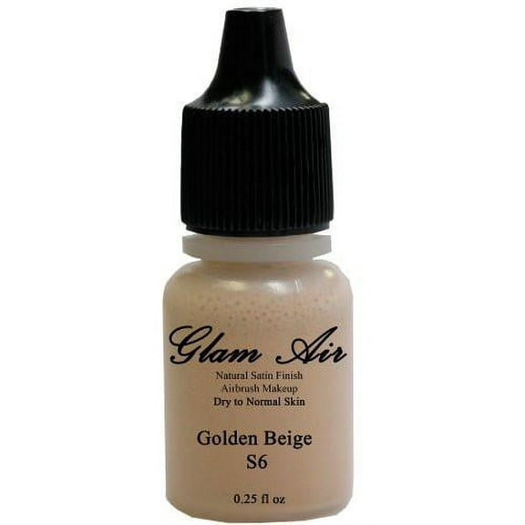 Sexy Sparkles Glam Air Water Based Airbrush Makeup Foundation Satin S6 Golden Beige Makeup Foundation Lasting All Day - 0.25 Oz