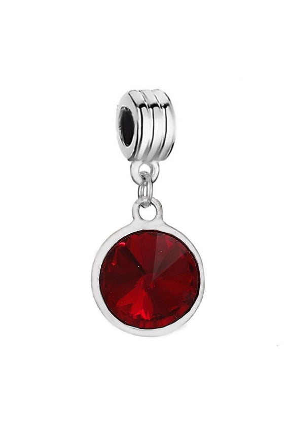 Glass Rhinestone January Birthstone charms Dangling Spacer Beads - Zinc Based Alloy & Glass