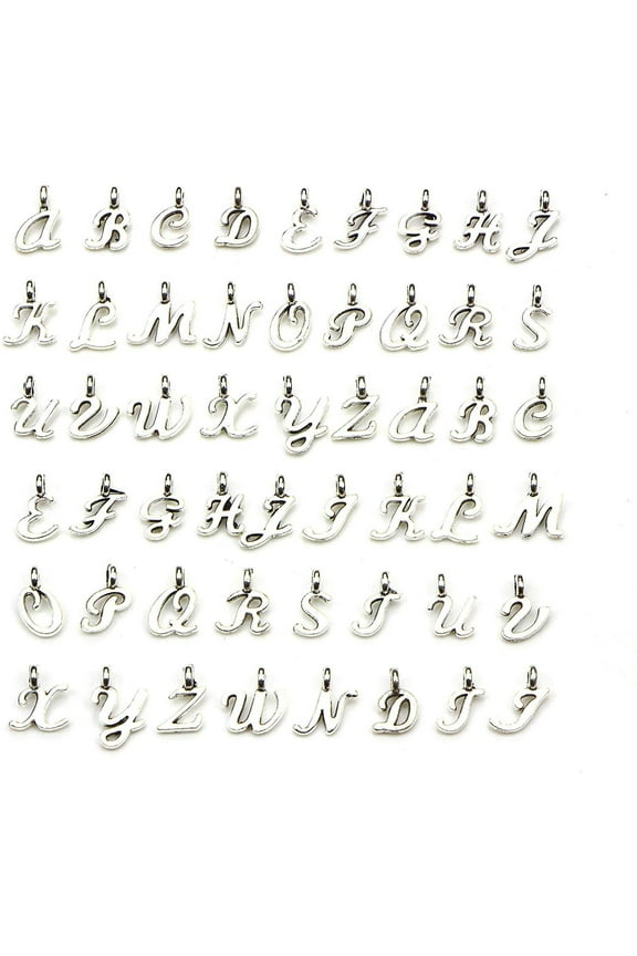Initial Fancy Letter, A-Z Alphabets Charms for Special Occasions, Fancy Alphabetical Charms for Jewelry Pendant Making and DIY - 104pcs/4 sets