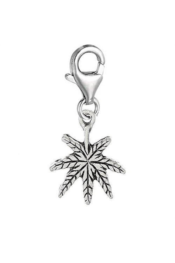 Maple Leaf Clip-On Pendant for European Charm Jewelry with Lobster Clasp - 1 Dangle