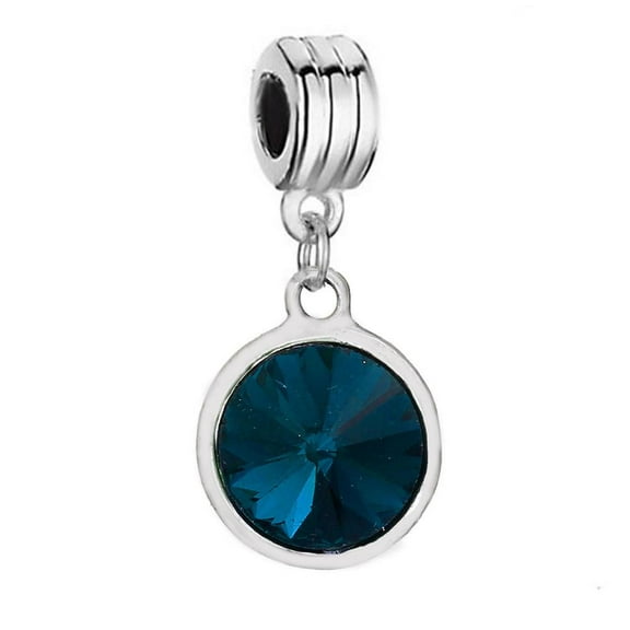 Sexy Sparkles  March Birthstone charms Dangling Spacer Beads for Bracelets or Necklace European Compatible