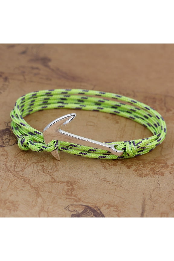 Mens Womens Cotton Braided Rope Anchor Hook Clasp Bracelet