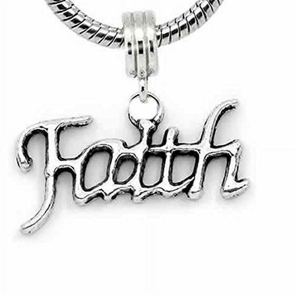 Sexy Sparkles Metal Based Faith Charm Dangle Bead Spacer For Snake Chain Charm Bracelet - Religious Pendent, Zinc Metal Alloy