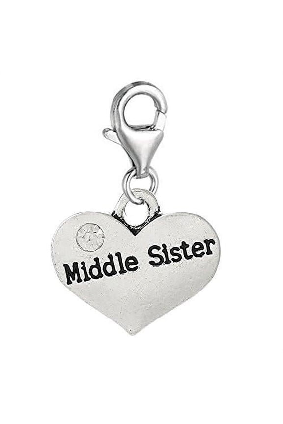 Middle Sister Clip-on for European Charm Jewelry with Lobster Clasp - Zinc Metal Alloy, 1 charm
