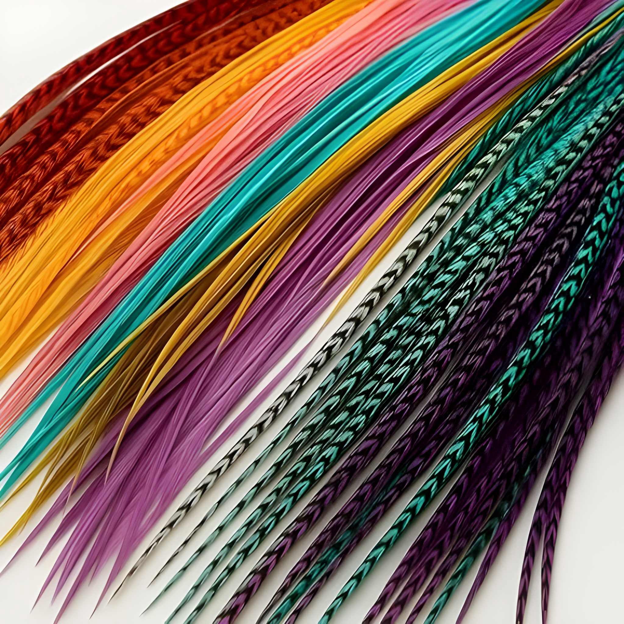 Sexy Sparkles Mix Feathers Hair Extension Individual Vivid Grizzly ...