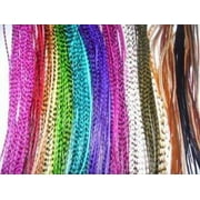 Sexy Sparkles Natural Feather Hair Extension Multi with Silicon Micro Beads Feathers Hair Extension - 8 Feathers, 8"-11"