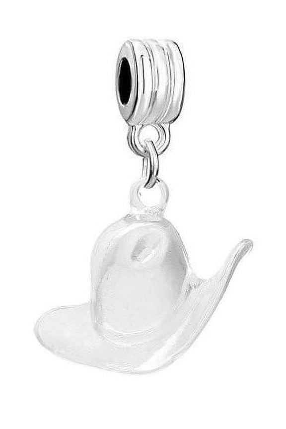 Nickel Safe Cowboy Hat Charm Bead - Zinc Metal Alloy, 1 Charm