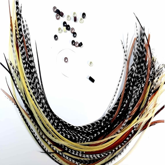 Sexy Sparkles Real Feather Long Hair Extensions, 100% Rooster Natural Feathers with Beads and Loop Tool Kit, Multi Colors, 20 Feathers