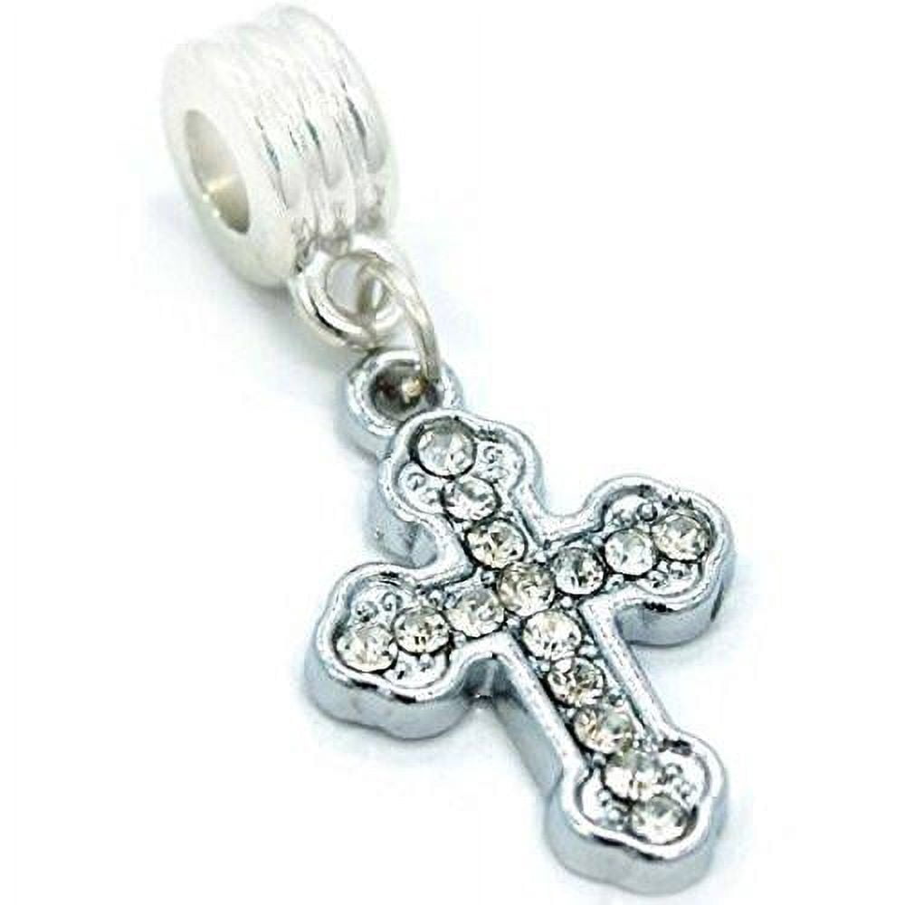 Faith Charm Dangle Bead Spacer For Pandora-Style Snake Chain Bracelets - 4.5mm Hole