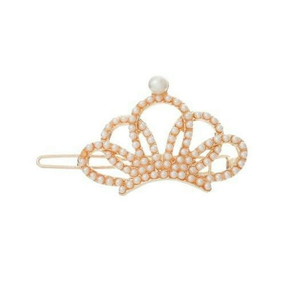 Sexy Sparkles Rose Gold Tone Hair Pin Clips with Imitation Pearls Choose Your Design From Menu - Crown, 5.4cmX3cm