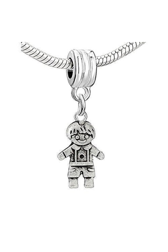 Silver Plated Base Little Dangling Charm European Bead - 1 Bead, Zinc Metal Alloy