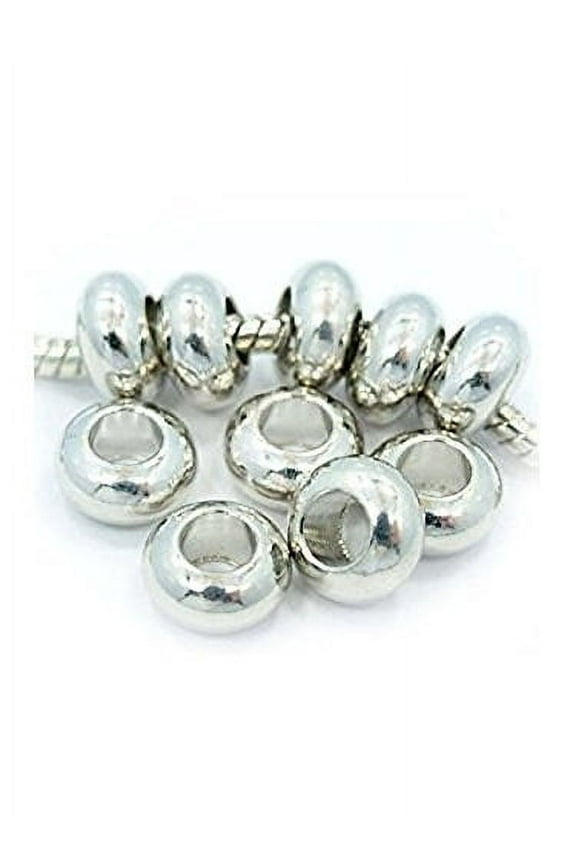 Silver Plated Charm Spacer For Snake Chain Charm Bracelet - Zinc Metal Alloy,10 Charms