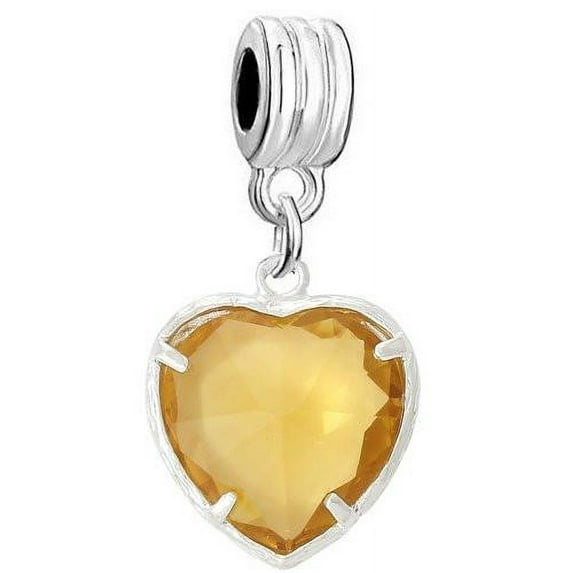 Sexy Sparkles Silver Plated November Birthstone Cubic zirconia Charms Fits European Snake Chain Charm Bracelet - Zinc Metal Alloy, 1 Charm