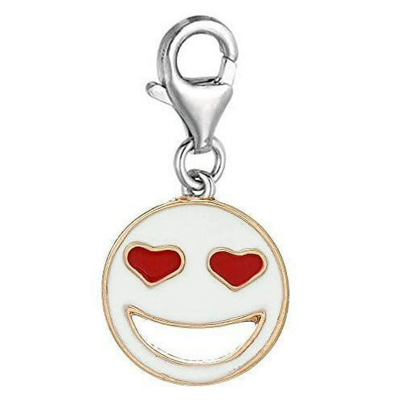Sexy Sparkles Smiling Face Clip-On For Bracelet Charm Pendant for European Charm Jewelry with Lobster Clasp - Zinc Metal Alloy, 1 Dangle
