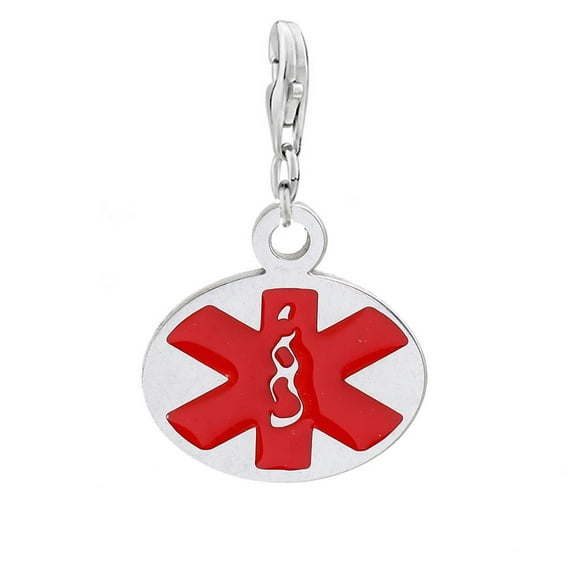 Sexy Sparkles Stainless Steel Medical Alert ID charm with lobster claw clasp