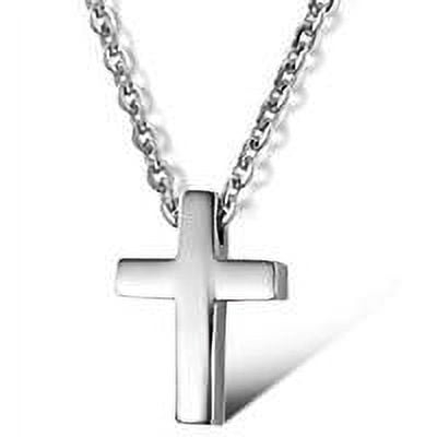 Sexy Sparkles Stainless Steel Religious Cross Pendant Necklace - Unisex Religious Pendent, silver tone - 16in