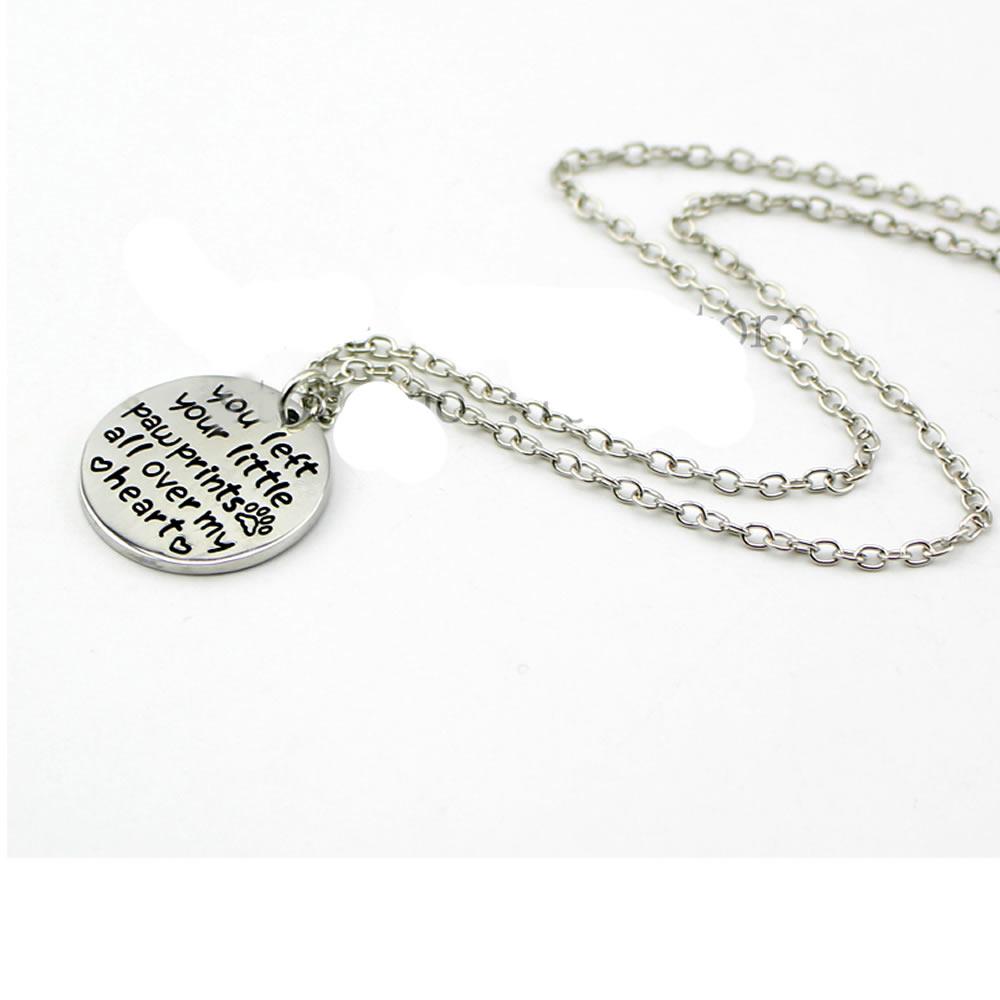 Sexy Sparkles &quot;you left your little paw prints all over my heart &quot; Necklace pet Paw Print necklace Dog Cat Lover Gift Jewelry - image 1 of 2
